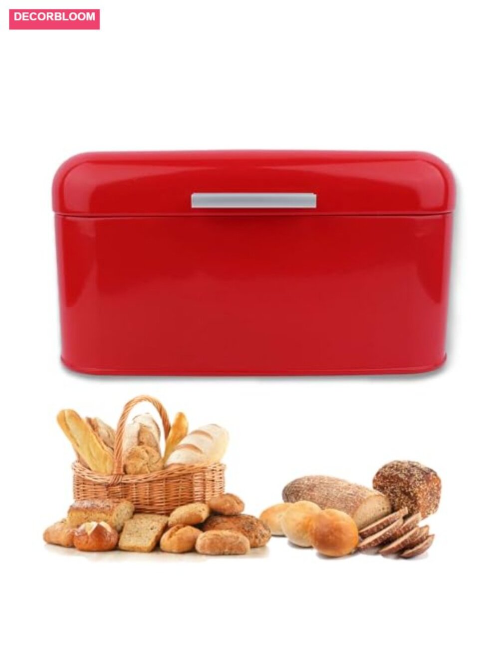 Large Metal Bread Box with Flip Lid Stainless Steel Kitchen Storage Bin